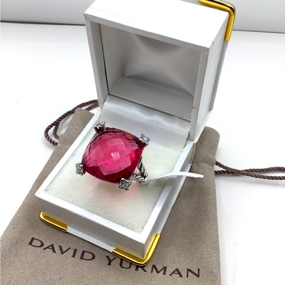 - David Yurman Chatelaine Pink Tourmaline Ring w Diamonds! Pick Size - Picture 3 of 6